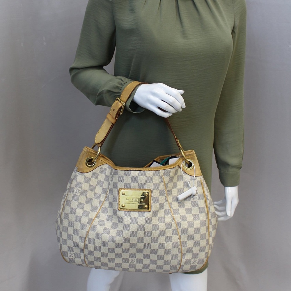 Louis Vuitton Cream and Tan Checkered Hobo Bag - Picture 9 of 10